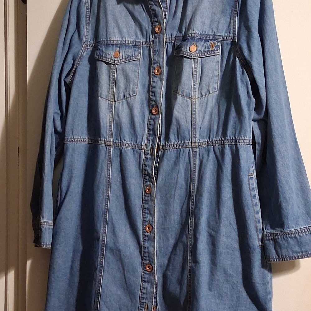 Frye Blue Denim Mini Dress Button Down - Picture 4 of 4